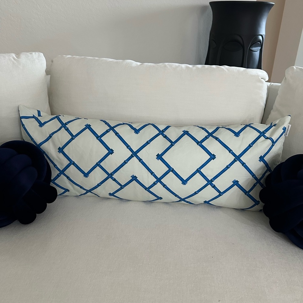 Blue and White Geometric Decorative Pillow Cover NEW